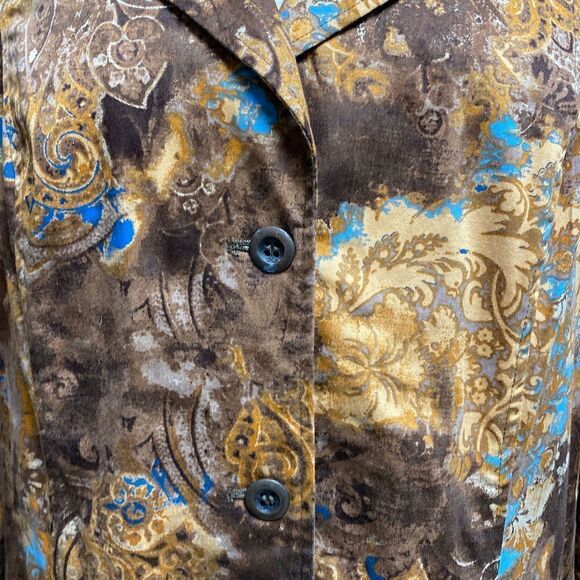 Additions by Chico’s Metallic Gold Brocade Tapestry  Paisley Long Jacket Size 2 - Picture 4 of 6
